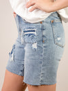 Judy Blue Light Washed Patch Mid-Length Short