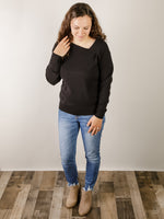 Black Solid Asymmetrical Sweater