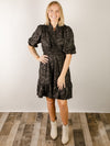 Black Textured Ruffled Dress
