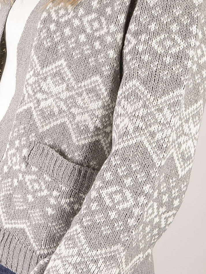 Heather Grey Fair Isle Cardigan