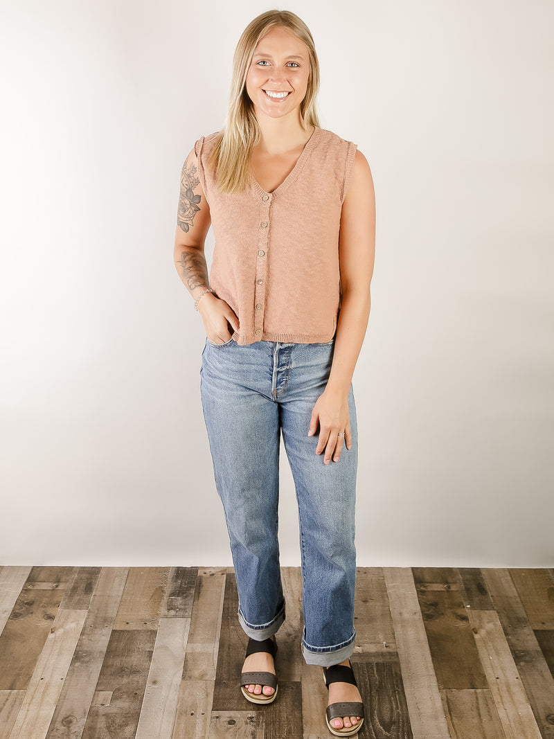 Terracotta Sleeveless Sweater Vest