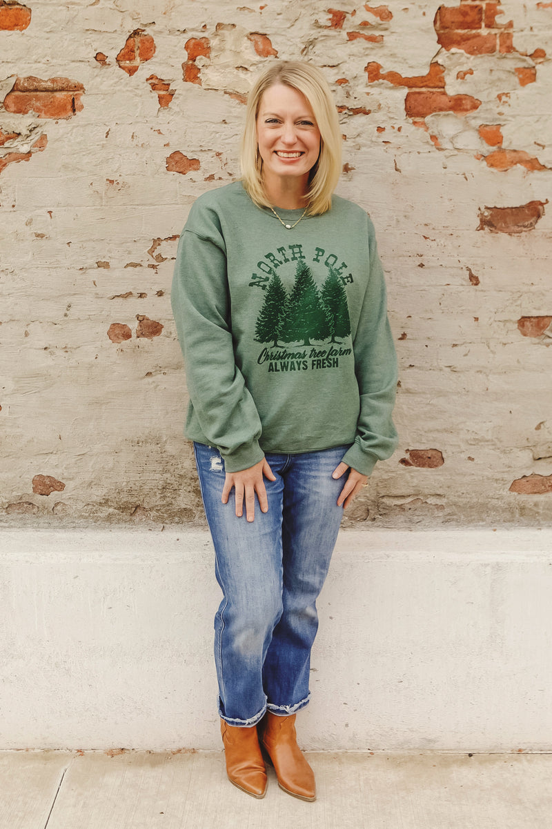 Green North Pole Graphic Sweatshirt