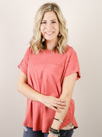 Pocket Tee with Floral Detail (Multiple Colors)