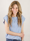 Blue Solid Slubbed Knit Top