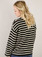 Black with White Stripes Boatneck Top