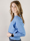 Blue Textured Dolman Sleeve Sweater