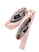 Brown Checkered Dual Pouch Wristlet