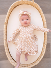 Mocha Ditsy Floral Skirted Bodysuit (Infant)