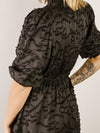 Black Textured Ruffled Dress