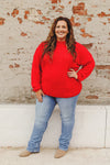 Curvy Solid Red Cable Sweater