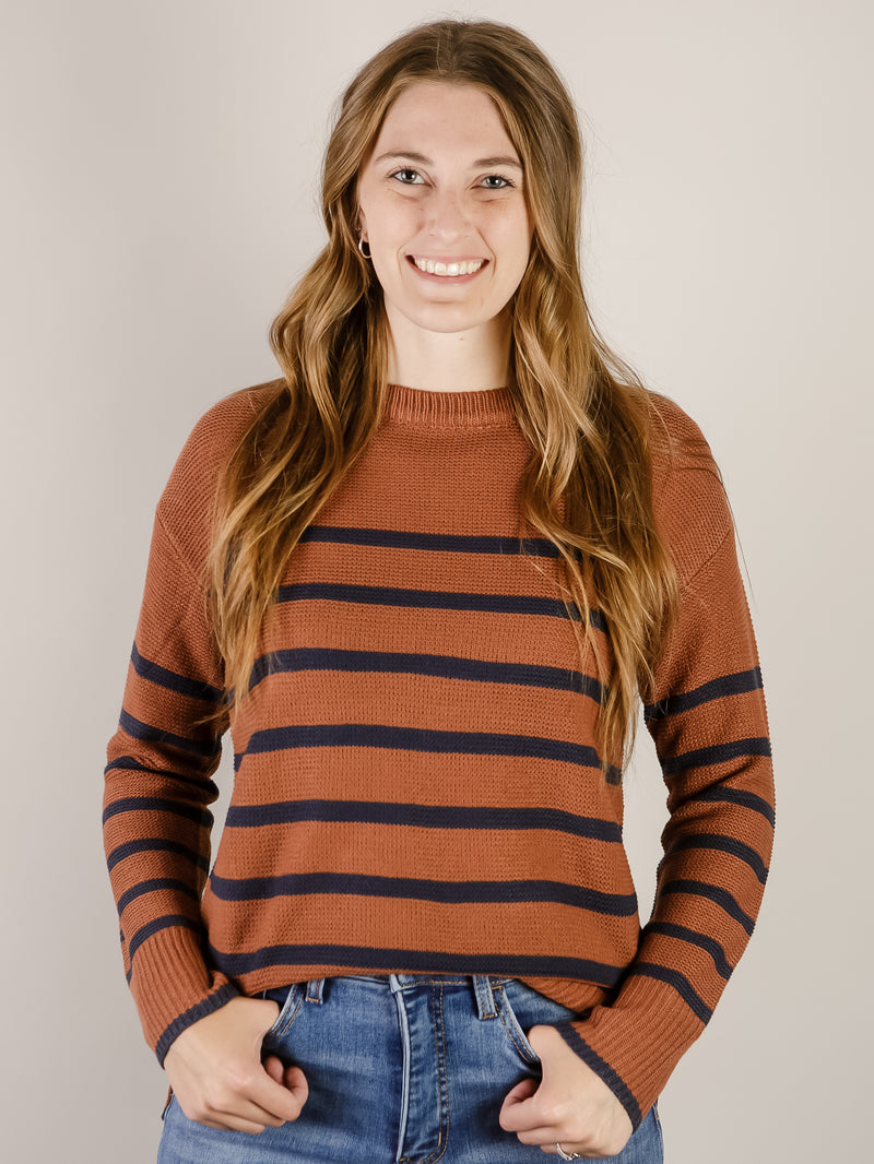 Rust and Navy Striped Sweater