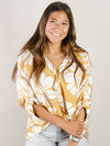 Caramel Large Floral Print Wrap Top