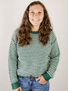 Green and White Waffle Stipe Sweater