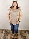 Curvy Tan Animal Print Short Sleeve