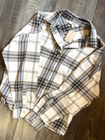 Khaki Plaid Long Sleeve Button Up