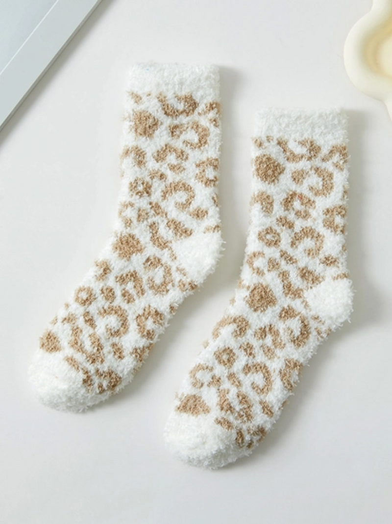 Leopard Print Fuzzy Socks