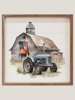 American Flag Barn Picture 8x8 Wood Sign