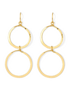 Double Circle Hammered Gold Earrings