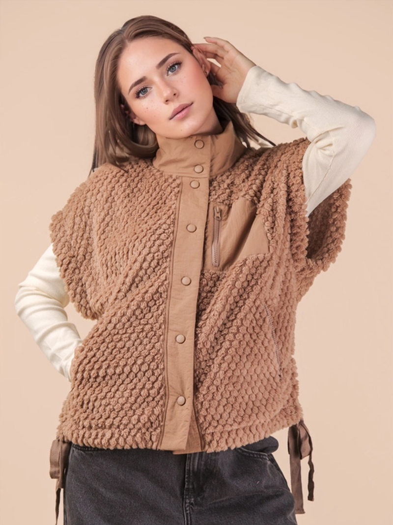 Mocha Soft Textured Woven Vest