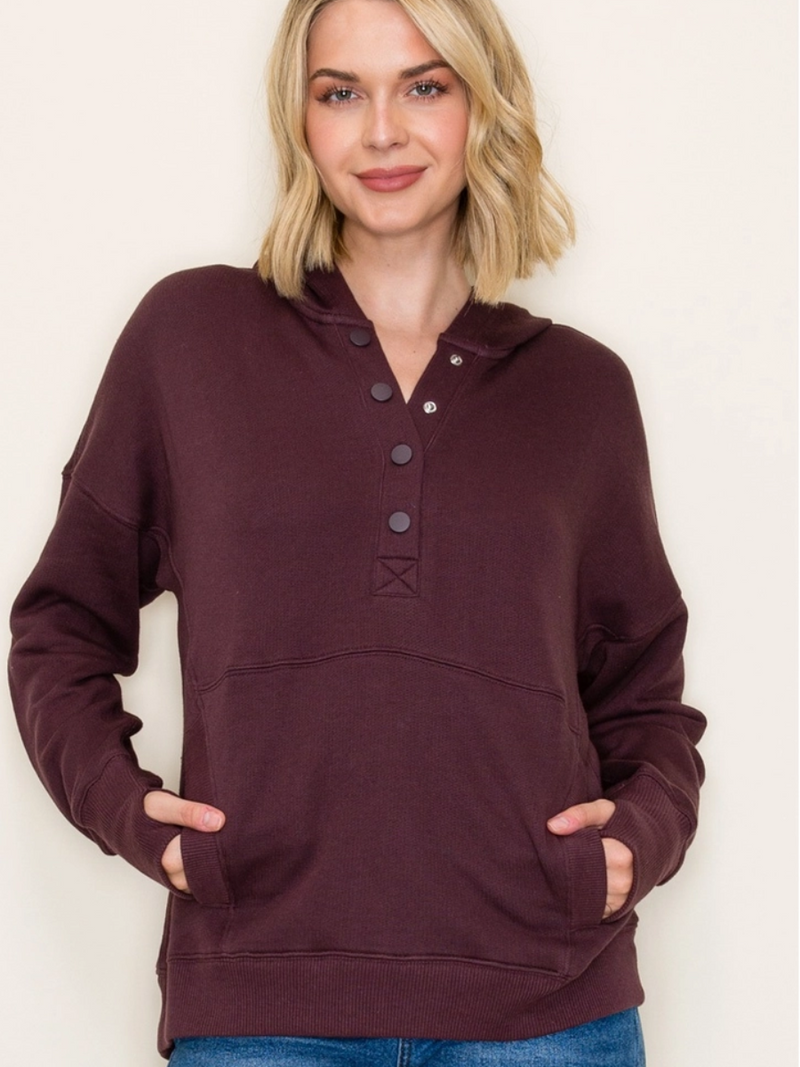Dark Plum Kangaroo Pocket Hoodie