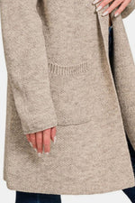 Heather Mocha Hooded Open Front Sweater Cardigan (Online Exclusive)