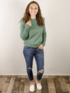 Spruce Long Sleeve Sweater with Button Sleeve