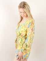Yellow Floral Tie Waist Romper