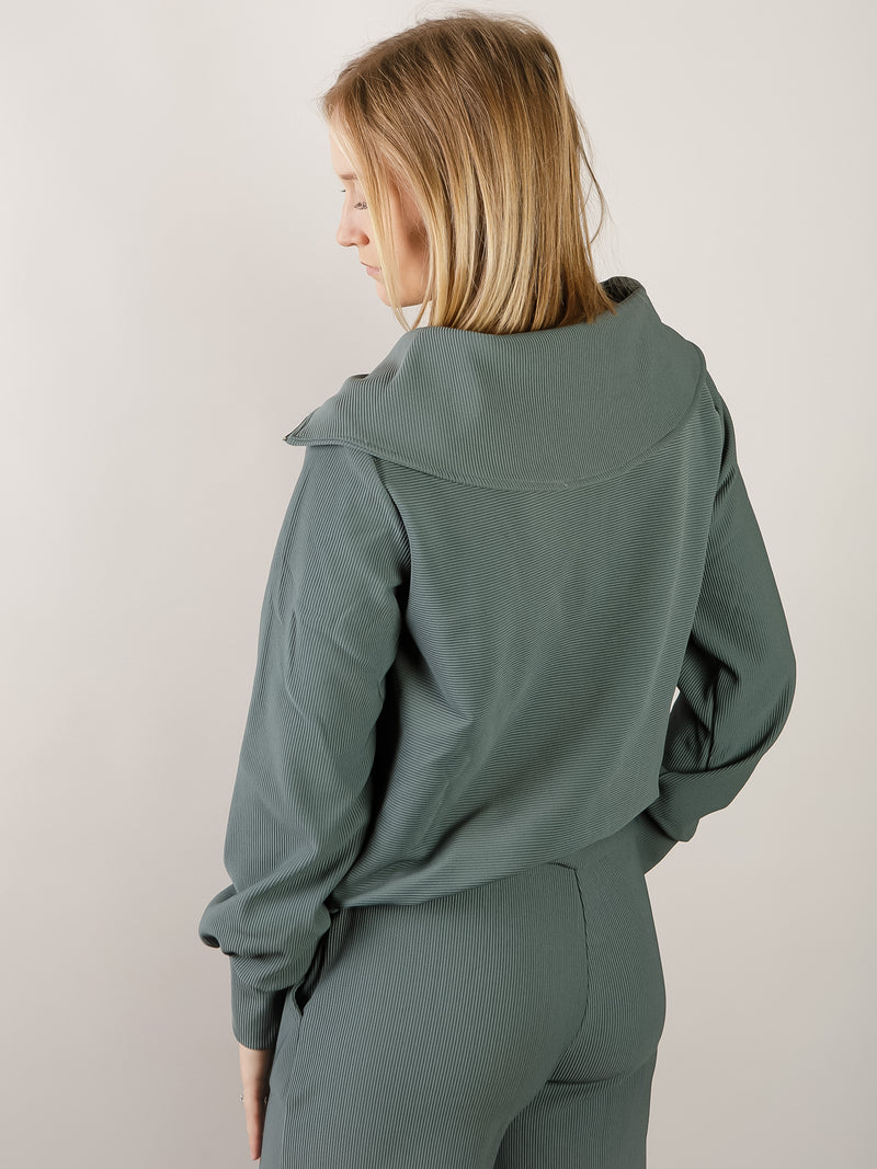 Jade Ribbed Knit 1/2 Zip Set