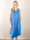 Cobalt Blue Sleeveless Round Neck Midi Dress