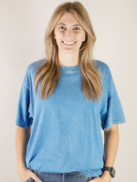 Ocean Blue Vintage Washed Oversized Tee