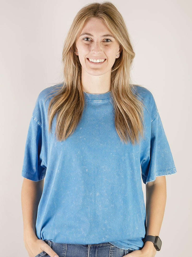 Ocean Blue Vintage Washed Oversized Tee