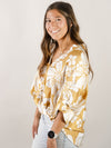 Caramel Large Floral Print Wrap Top