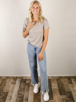 Taupe Polka Dot Short Sleeve Top