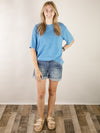 Ocean Blue Vintage Washed Oversized Tee