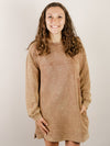 Camel Mineral Washed Sweatshirt Dress