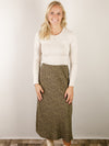 Olive Leopard Print Midi Skirt