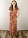 Wine Floral Maxi Dress