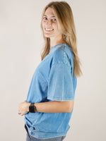 Ocean Blue Vintage Washed Oversized Tee