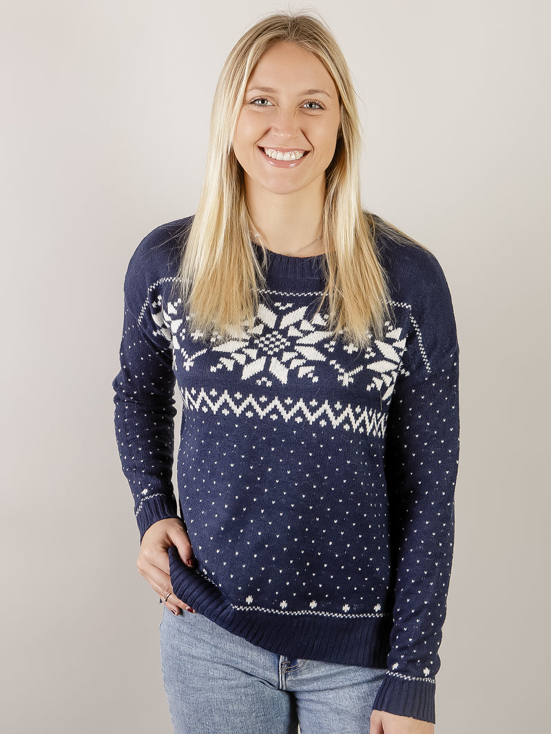 Navy Snowflake Sweater