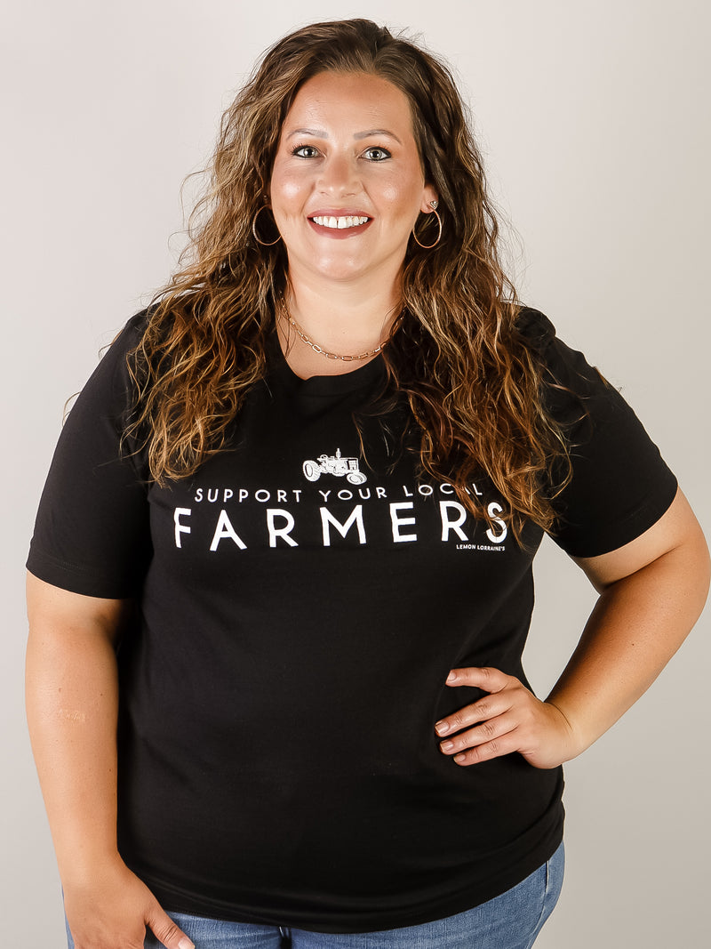 Black Support Your Local Farmers Tee