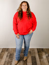 Curvy Solid Red Cable Sweater