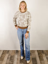 Brown Print Pullover Sweatshirt