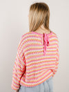 Pink and Orange Striped Sweater with Back Tie