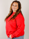 Curvy Solid Red Cable Sweater