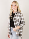 Ivory with Black and Tan Plaid Button Down