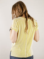 Citron Ribbed Vneck Short Sleeve