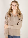 Mocha Solid Texture Hooded Pullover