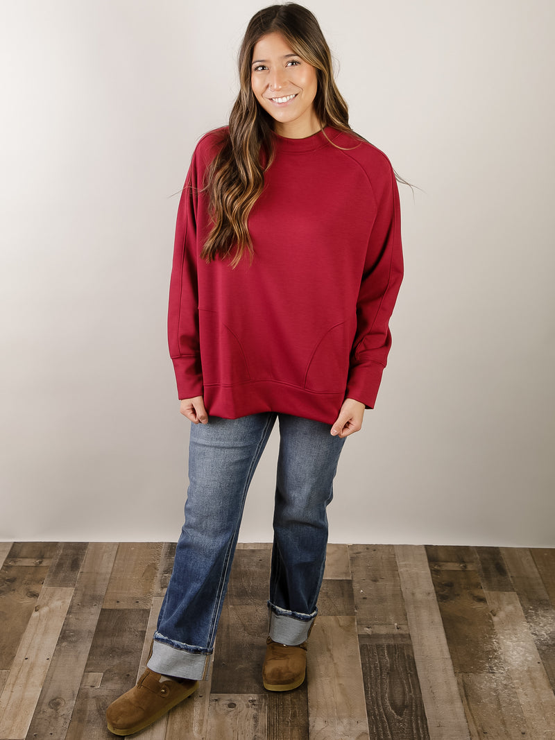 Cabernet Round Neck Scuba with Side Slits