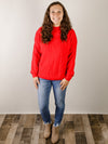 Solid Red Cable Sweater