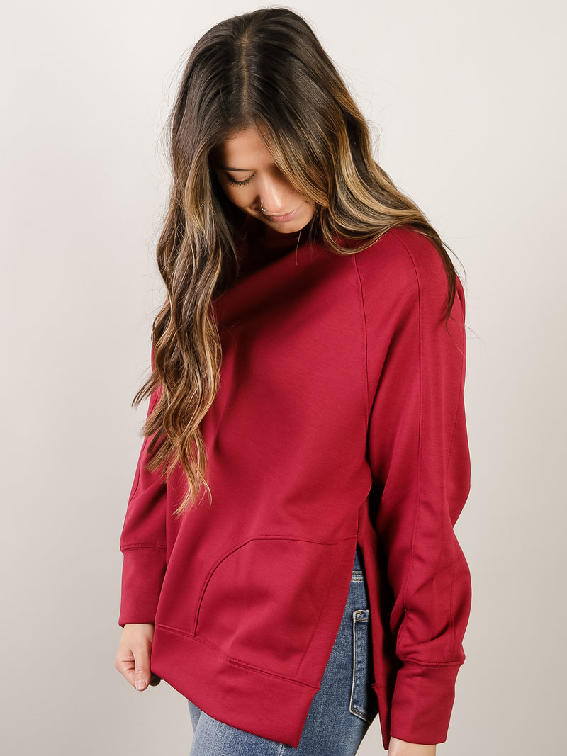 Cabernet Round Neck Scuba with Side Slits